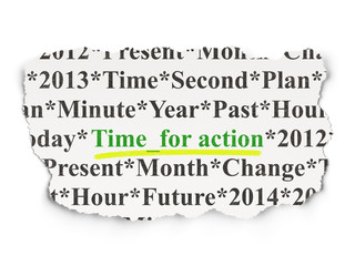 Timeline concept: Time for Action on Paper background