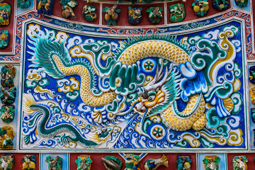 Wall of dragon the Chinese palace at Bang-pa Palace in Ayutthaya