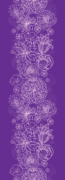 Vector purple lace flowers elegant vertical seamless pattern