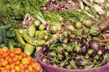 Many different ecological vegetables on market in India