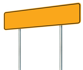 Blank Yellow Road Sign, Isolated Large Warning Copy Space, Black