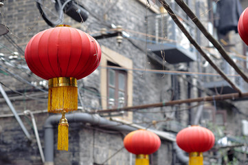 Red Chinese lanterns at Tianzifang, Shanghai