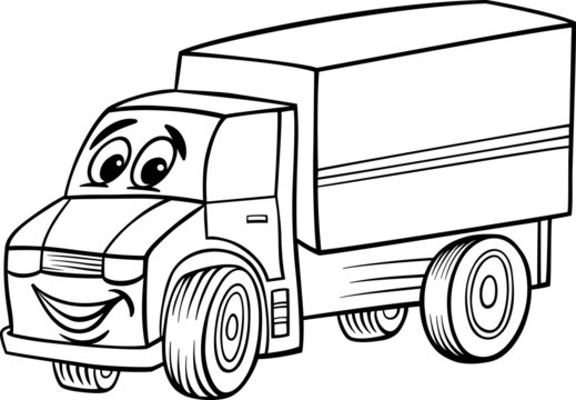 funny truck cartoon for coloring book