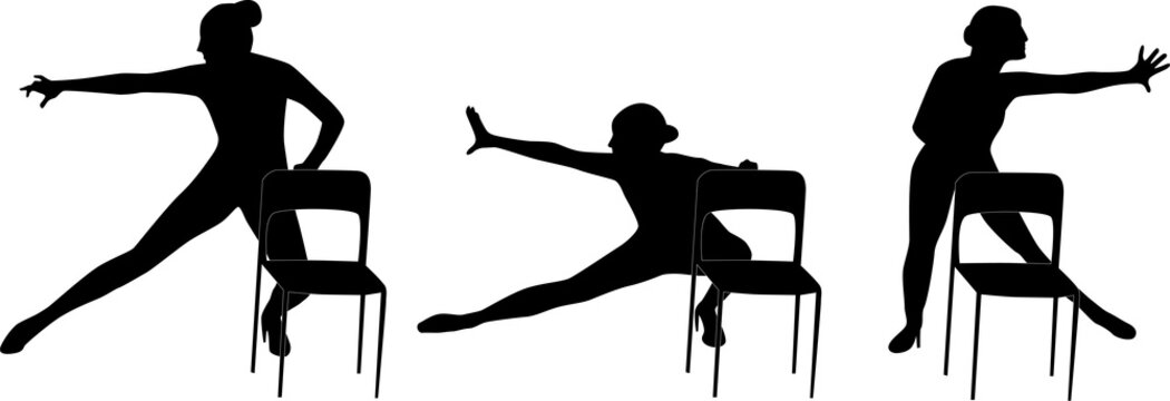 Dance Woman With The Chair Silhouette Vector