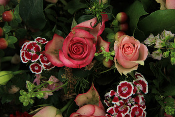 Mixed pink wedding arrangement