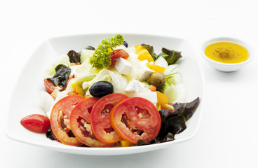 Greek salad with feta cheese.