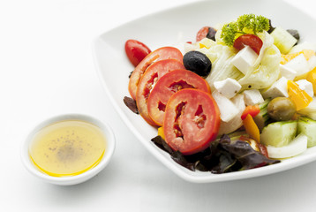 Greek salad with feta cheese.