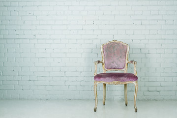 Vintage chair in empty room. Copy-space