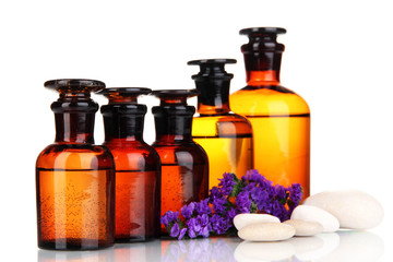 Medicine bottles isolated on white