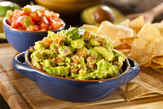 Homemade Organic Guacamole and Tortilla Chips