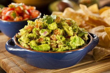 Homemade Organic Guacamole and Tortilla Chips