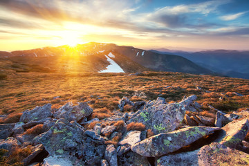 Majestic sunset in the mountains landscape