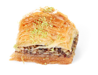 Sweet baklava isolated on white
