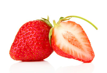 Ripe sweet strawberries, isolated on white