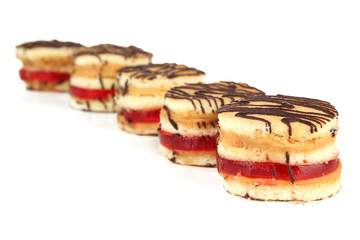 Tasty biscuit cakes, isolated on white