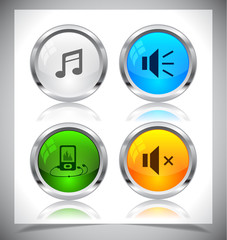 Metal web buttons. Vector eps10.