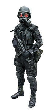 Special force soldier standing in isolation background