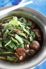 beef noodles soup  with meat beef ball
