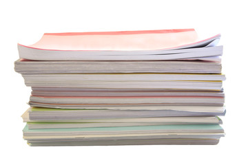 Stack of books isolated on white (Work load concept)