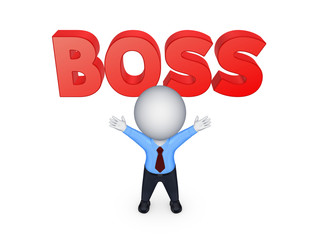 3d small person and word BOSS.