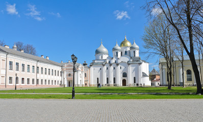 Fototapeta premium St. Sophia cathedral in sunny day at Novgorod Kremlin, Russia