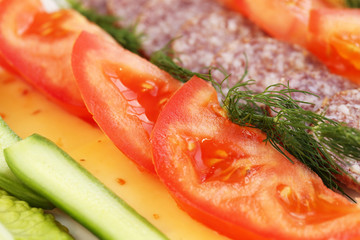 Salami and vegetables