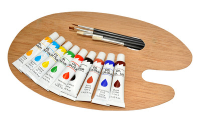 Oil Paints And Palette