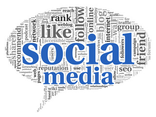Obraz premium Social media conept in word tag cloud