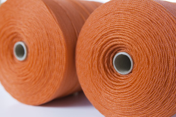 Close up of rolls of red polyester rope