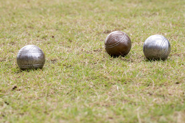 Petanque balls on the ground
