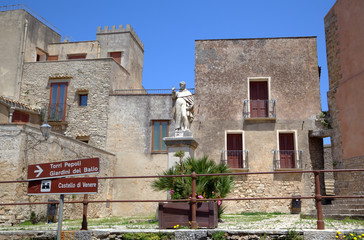 Square of Saint Giuliano church in Erice. Sicily, Italy