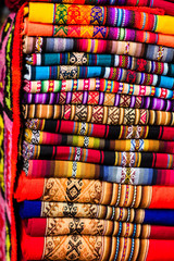 Colorful Fabric at market in Peru, South America