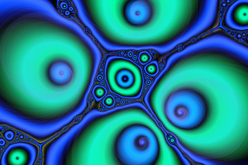 Fractal - dreamy pattern with turquise and blue spirals.
