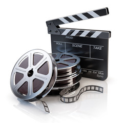 Film Reels and Clapper board - video icon
