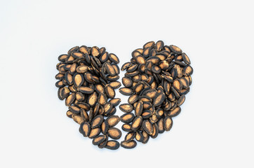 Broken heart from pumpkin seed