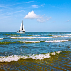 Yacht floating in the sea.