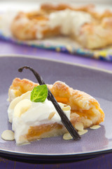 Homemade pie with apricots and almonds.