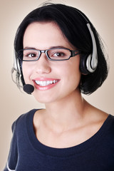 Fototapeta premium Closeup of attractive customer support representative