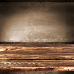 brown table in dark interior