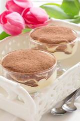 Dessert tiramisu with amaretto.