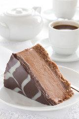 Chocolate Cheesecake with three kinds of chocolate.