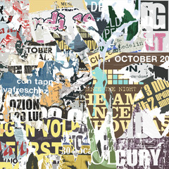 A Grunge Background with Old Torn Posters