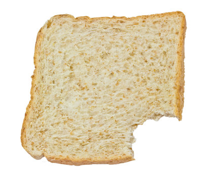 eating slices of bread on a white background