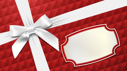 White bow on a red textured background