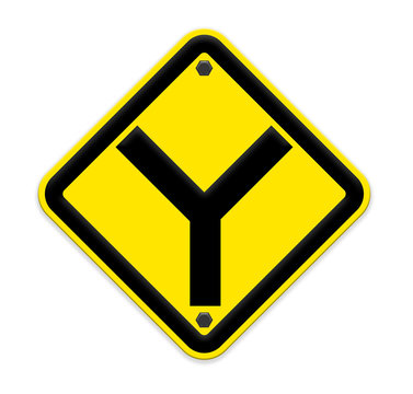 Y fork junction sign