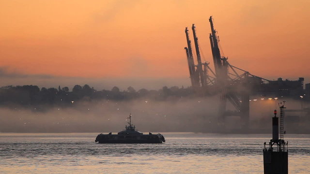 Misty Morning Commuter Ferry, Vancouver Harbor