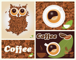 Collection of coffee illustrations, vector