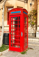 English telephone box on a summer