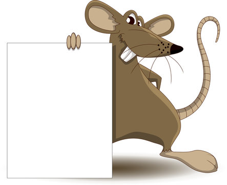 cute mouse cartoon with blank sign