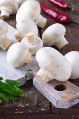 Bunch of fresh white mushrooms